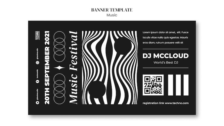 Free PSD psychedelic party banner template