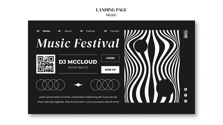 Free PSD psychedelic party landing page template