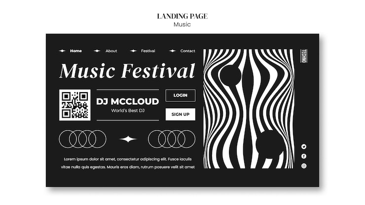 Free PSD psychedelic party landing page template