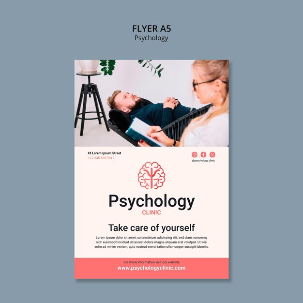 Psychology flyer template design