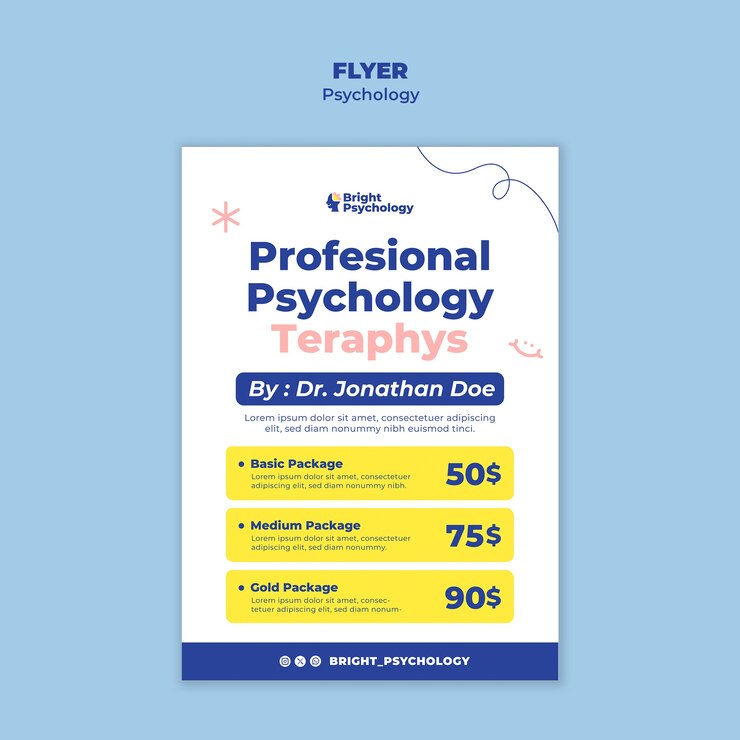 Free PSD psychology flyer template design