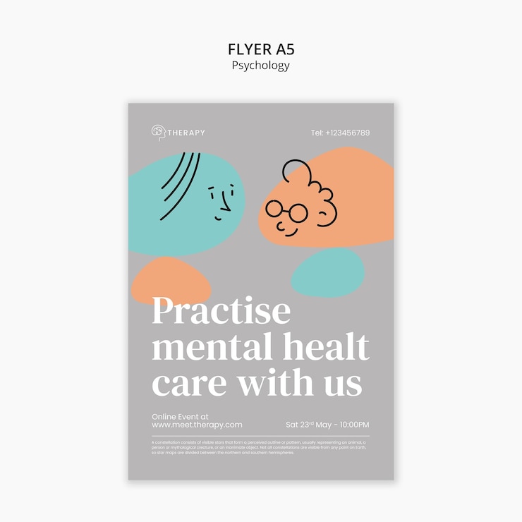Free PSD psychology flyer template design