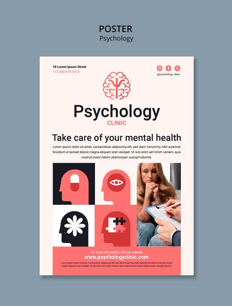 Psychology poster template design