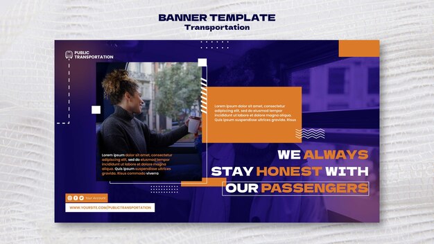 도트 디자인으로 공공 버스 교통 가로 배너 템플릿