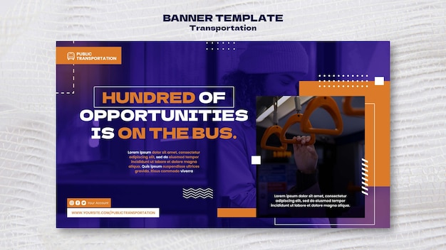 ドットデザインの公共バス交通水平バナーテンプレート