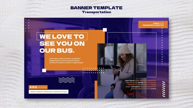 Public bus transportation horizontal banner template with dots design