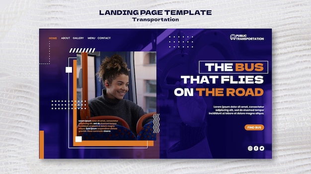 Public bus transportation landing page template with dots design