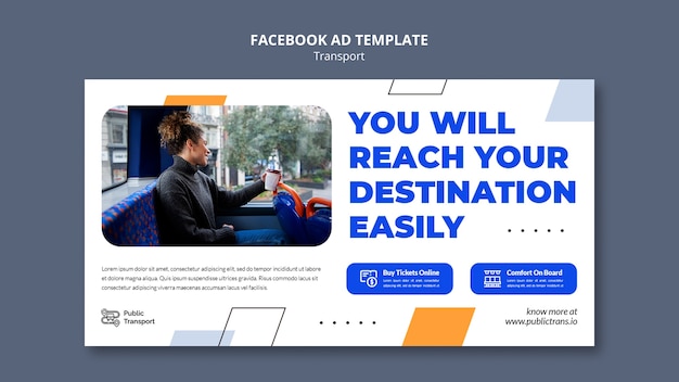 幾何学的形状の公共バス交通ソーシャルメディアプロモーションテンプレート