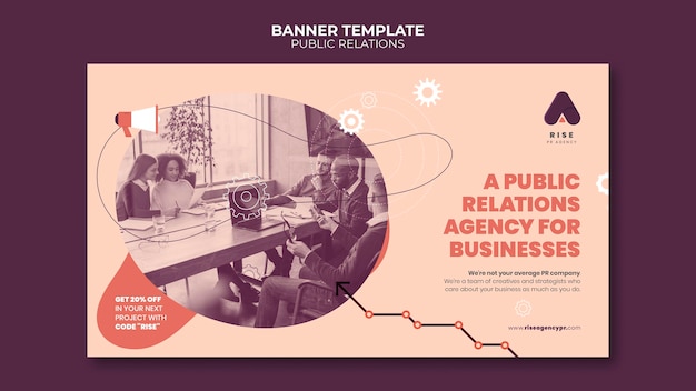 Public relations banner template with photo