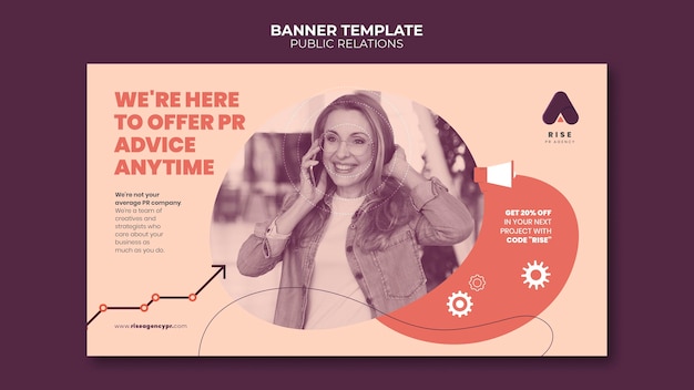 Free PSD public relations banner template with photo