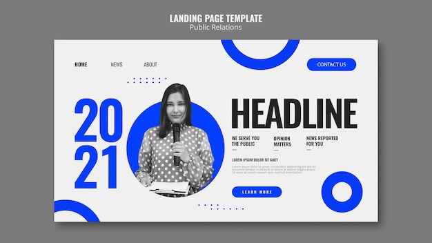 Free PSD public relations landing page template