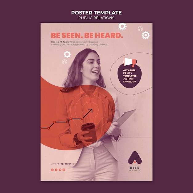 Free PSD public relations poster template with photo