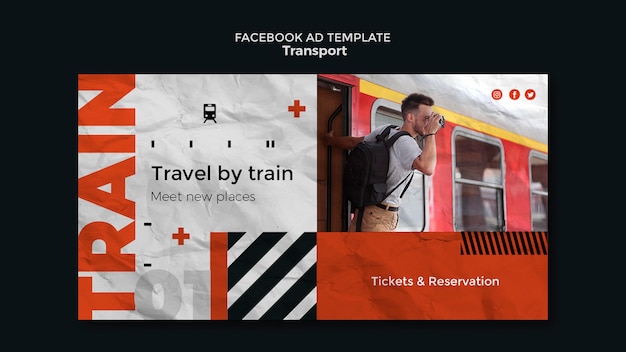 Free PSD public train transport social media promo template