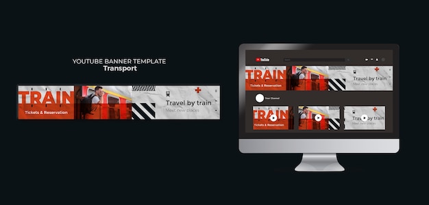 Free PSD public train transport youtube banner template