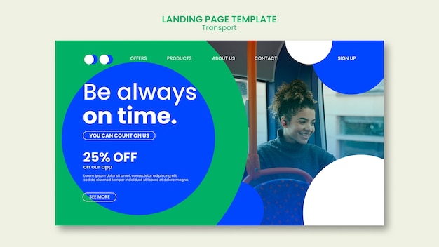 Free PSD public transportation landing page template