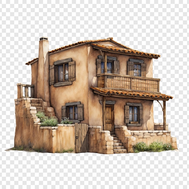 Free PSD pueblo house isolated on transparent background