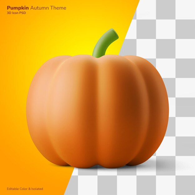 Pumpkin plant autumn festival symbol 3d illustration rendering icon editable isolated