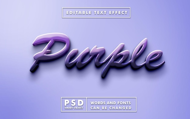 Purple 3d text effect premium psd