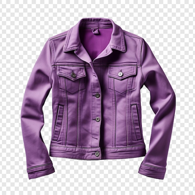 Purple jacket made of basic denim isolated on transparent background