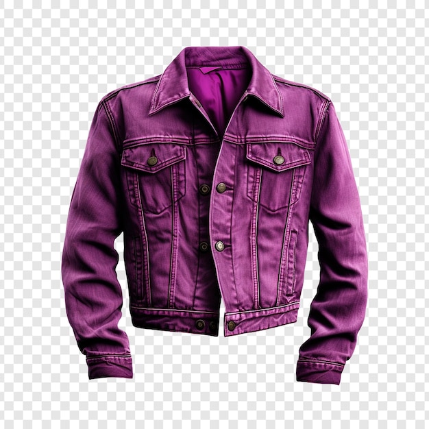 Purple jacket made of basic denim isolated on transparent background