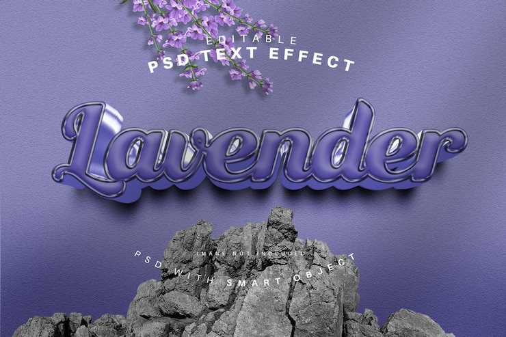 無料PSD パープルラベンダー3d光沢テキスト効果