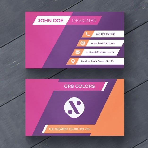 Purple and orange business card – Free PSD Template
