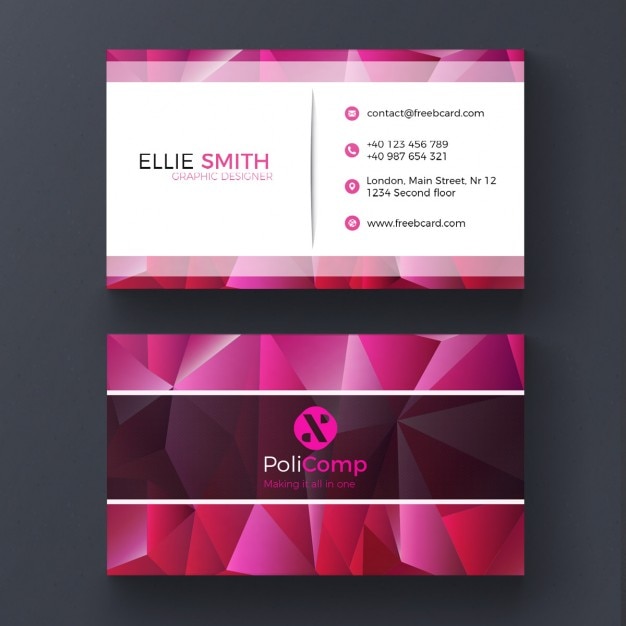 Free PSD purple polygonal business card