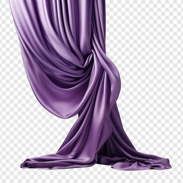Free PSD purple silk curtain alone isolated on transparent background