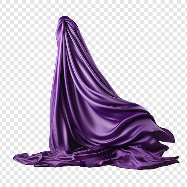 Purple silk curtain alone isolated on transparent background