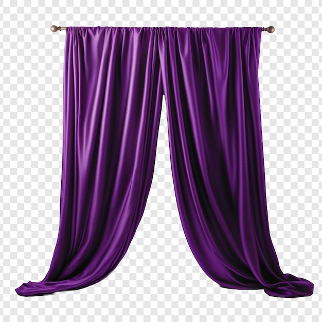 Cortina di seta viola isolata su uno sfondo trasparente