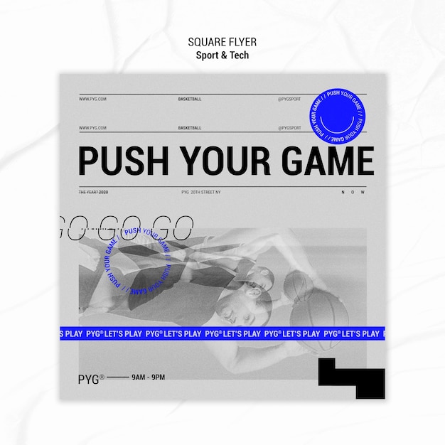 Free PSD push your game square flyer