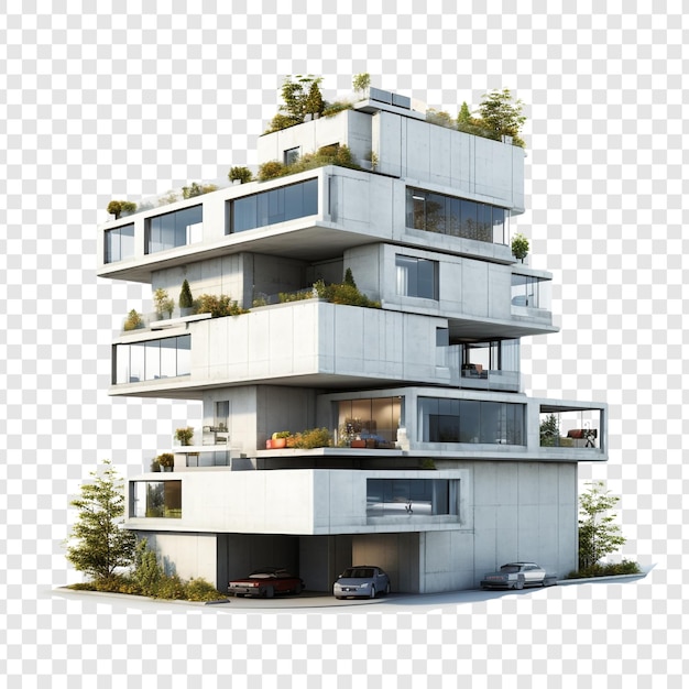 Free PSD quadruplex house isolated on transparent background