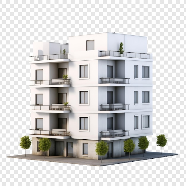 Free PSD quadruplex house isolated on transparent background