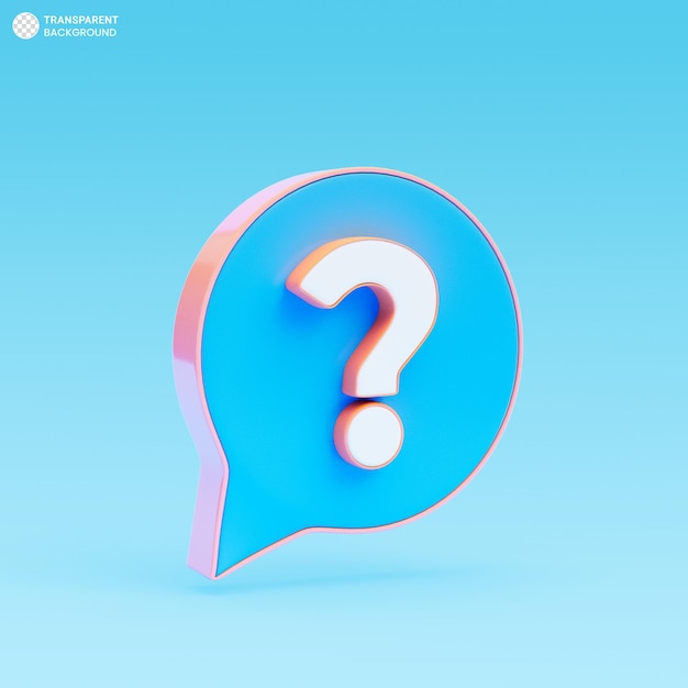 Free PSD question mark on bubble speech sign icon 3d rendering