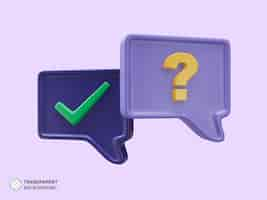 Free PSD question mark confirmed signs of false rejection icon 3d render isolated