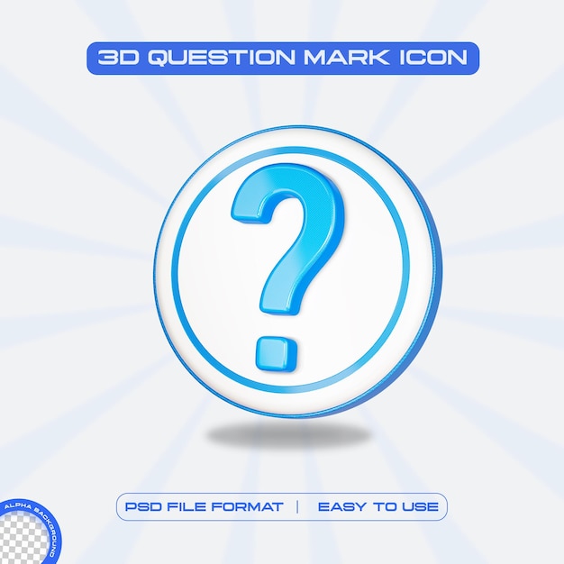 Free PSD question mark sign 3d render illustration