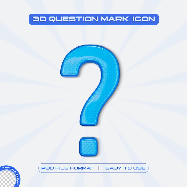 मुफ़्त PSD question mark sign 3d render illustration