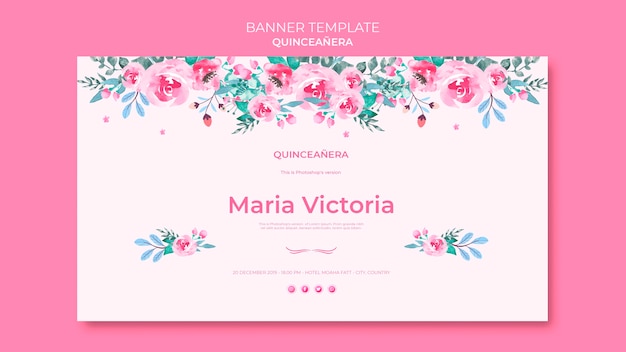 Quinceañera colorful banner template