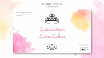 Free PSD quinceanera party banner template