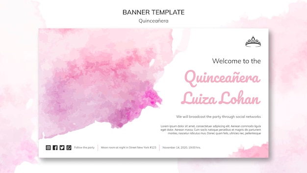 Free PSD quinceanera party template banner