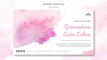 Free PSD quinceanera party template banner