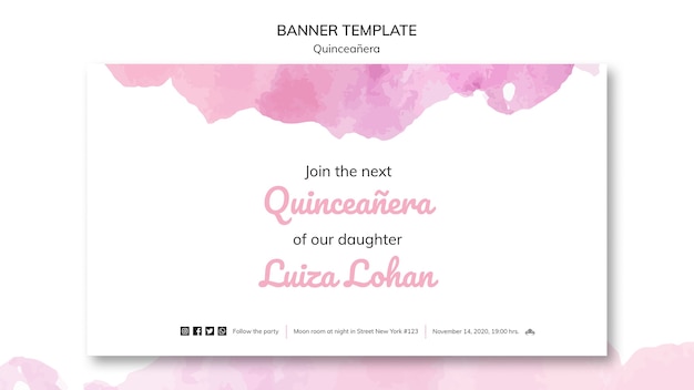 Free PSD quinceanera template party banner