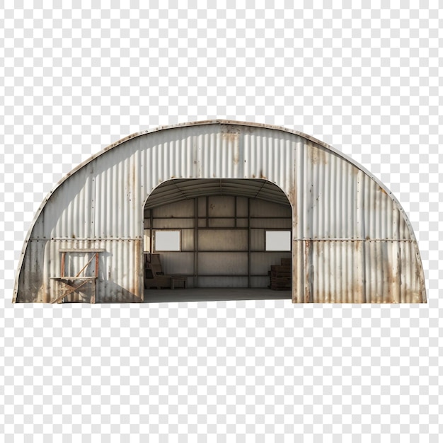 Casa quonset hut isolata su uno sfondo trasparente