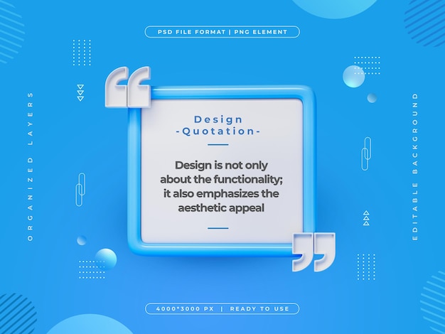 PSD gratuito quote frame box icon isolato 3d render illustrazione