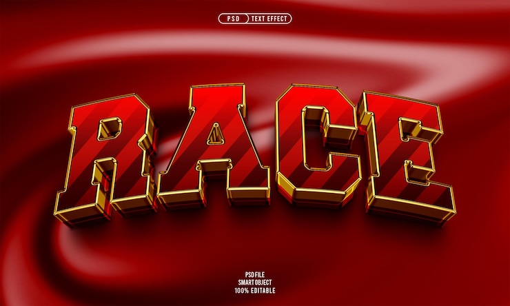Free PSD race 3d editable text effect