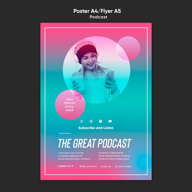 Free PSD radio podcast poster template