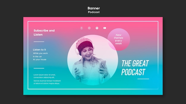 Radio podcast template banner