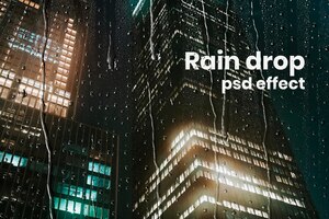 免费的PSD雨滴PSD效果，容易叠加附加