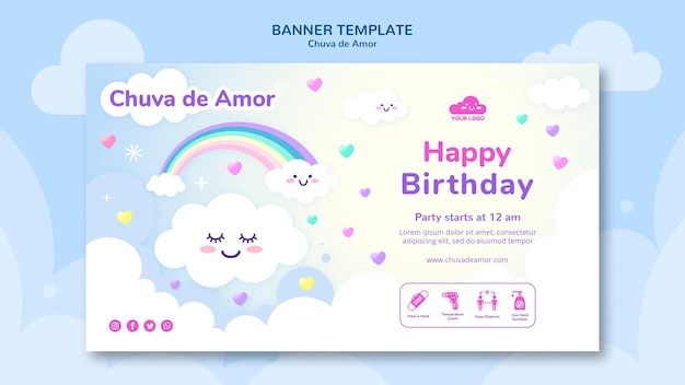 Free PSD rain of love banner template