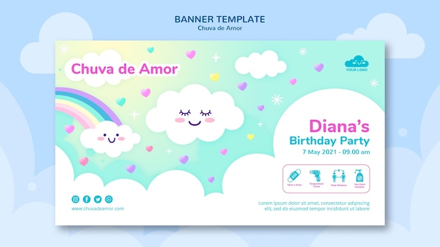 Rain of love banner template